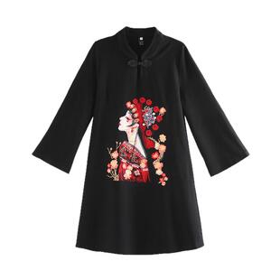 新中式春装新款国潮时尚年轻款少女美女刺绣旗袍改良连衣裙气质
