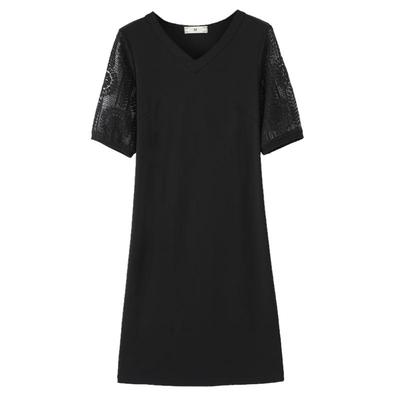 大码蕾丝拼接显瘦直筒裙子