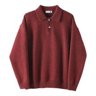LUUD 儒雅气质炫彩北极绒针织POLO衫男秋冬彩点提花老钱翻领毛衣