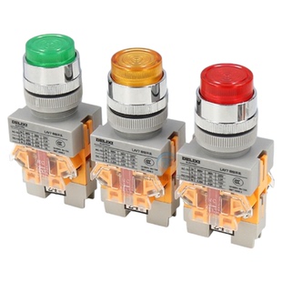 德力西带灯按钮开关自锁24VDC指示220伏自复位启动LAY7 NP4 Y090