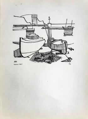 【原版进口】二十世纪南法艺术大师 亲笔签名 限量版画【渔港】