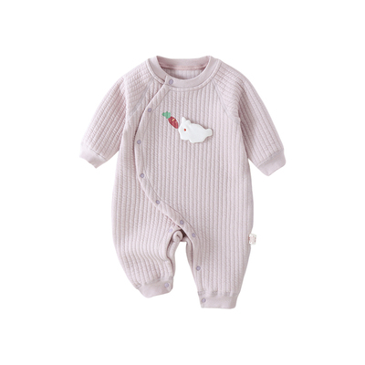 婴儿澳棉保暖衣秋冬季纯棉A类夹棉三层保暖连体衣爬服宝宝哈衣