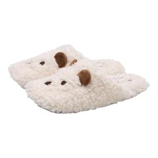 细细条 情侣秋冬居家地板防滑静音毛毛拖鞋ins软萌小狗棉拖鞋男女