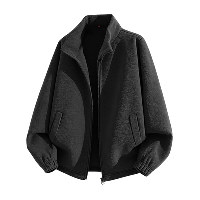 班尼路双面摇粒绒立领开衫外套男