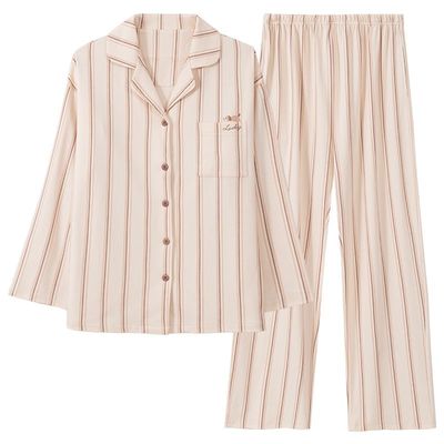 2025新款纯棉纱布时尚简约情侣睡衣高级感条纹女可外穿男款家居服