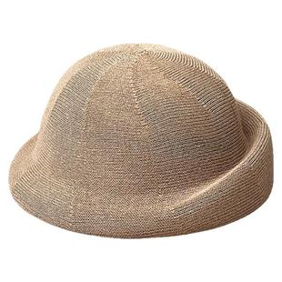 25新款日系和纸轻薄透气礼帽女夏季时尚百搭纯色卷边显脸小贝雷帽