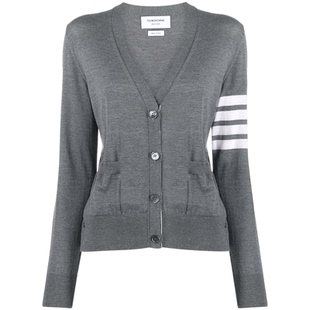 [24期免息][典彩系列]THOM BROWNE 女士四条纹休闲针织开衫薄外套