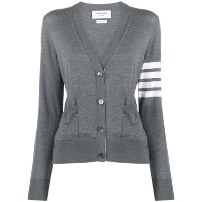 女士四条纹休闲针织开衫薄外套