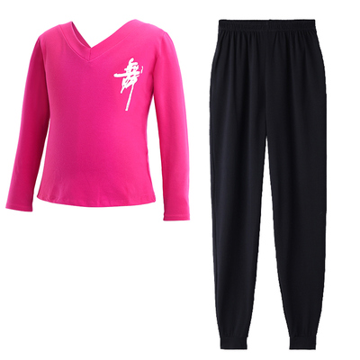 儿童舞蹈服秋冬加绒保暖分体套装