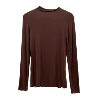 白色薄款半高领木耳边打底衫女内搭莫代尔长袖T恤2025春秋冬上衣