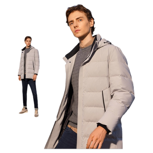 雅戈尔男士羽绒服加厚鸭绒冬季新款休闲保暖长款大码连帽防风外套