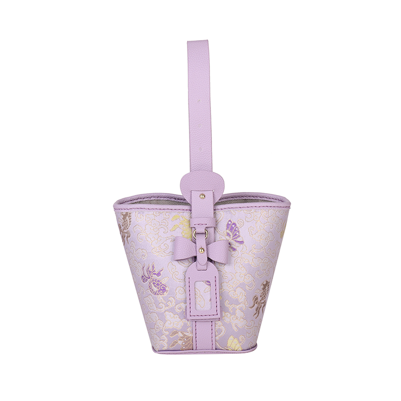 手工diy编织材料包蝴蝶结自配布宋锦花纹新中式国风菜篮子水桶包