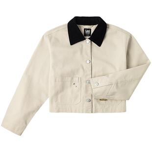 Lee25秋冬新品舒适版灯芯绒撞色翻领花朵铆钉设计女短款工装外套