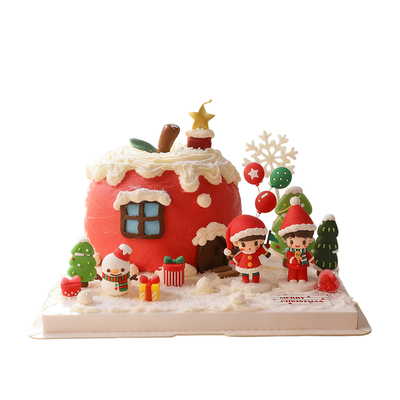 圣诞节男孩女孩蛋糕装饰玩偶摆件