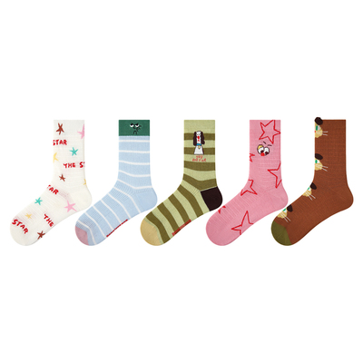 R5007预报星星春夏网眼中筒袜