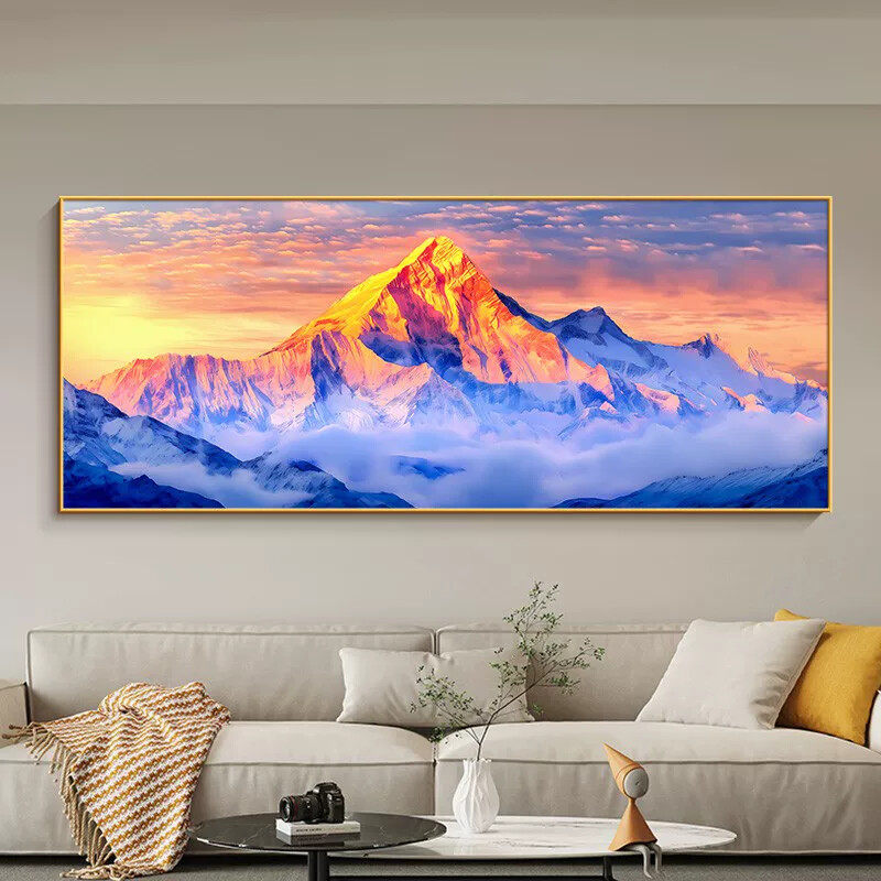 背靠金山客厅装饰画有山无水办公室沙发背景墙挂画轻奢高级感壁画