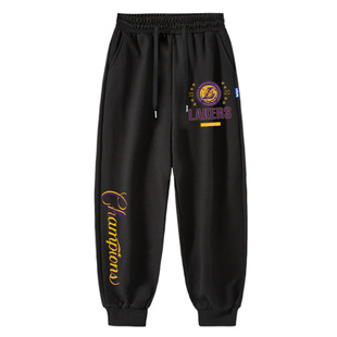 美式湖人队科比詹姆斯青少年篮球运动裤男冬季卫裤训练服裤子长裤