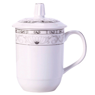 景德镇茶杯陶瓷马克杯接待水杯家用办公杯定制会议室杯子10只套装