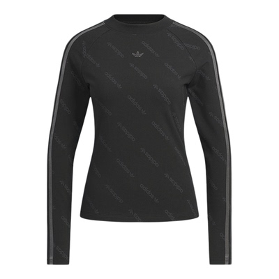 adidas阿迪达斯三叶草新款女时尚满版印花运动修身长袖T恤 KS6109