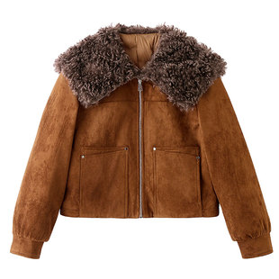 仿羊羔绒麂皮绒羽绒服巨好看的冬装外套女款2025新款今年流行爆款