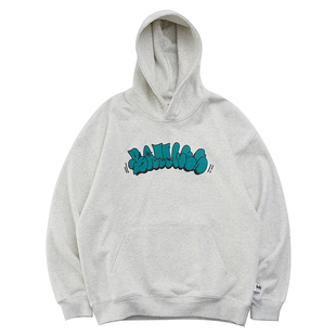 Battles秋冬涂鸦Logo发泡立体印花连帽卫衣重磅加绒宽松外套