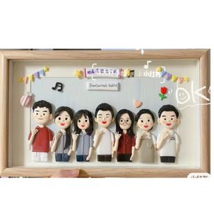 定制Q版石塑粘土人偶立体多人相框小红书同款创意生日礼物摆件