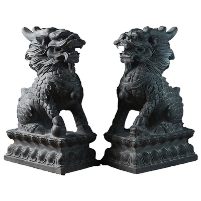 石雕青石麒麟一对摆件门口石麒麟