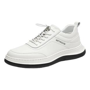 七匹狼男鞋秋季2025新款白色休闲鞋男百搭皮面运动鞋男款真皮鞋子