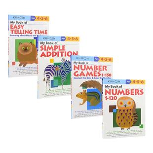 Kumon Math Skills Workbooks Ages 4-6岁 公文式教育数学技能教辅1-150数数 加法 认识时间 幼儿园英语启蒙书籍 英文原版