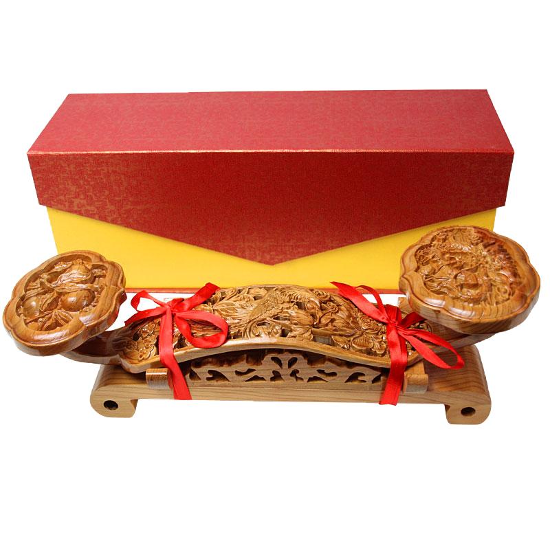 泰山福缘阁桃木如意摆件 乔迁贺喜商务礼品客厅木雕家居饰品