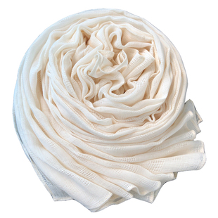 2025秋冬新款棉麻围巾女镂空网格米色韩版纯色加厚百搭超长款丝巾