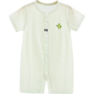 Aengbay婴儿夏季连体衣薄款夏天短袖哈衣爬服新生儿衣服宝宝夏装