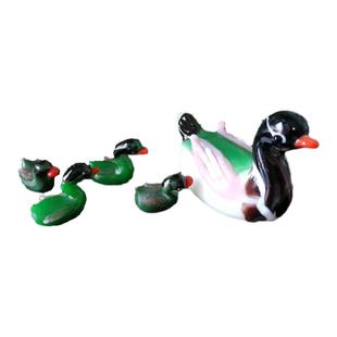80年代老料器琉璃小鸭子一家摆件纯手工可爱工艺品玻璃动物小摆件