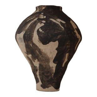 侘寂风陶瓷复古花瓶鲜花水培两用装饰品花器景德镇粗陶罐花盆摆件