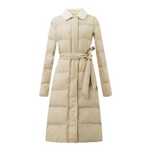 纻衣黄色毛领刺绣文艺羽绒棉服女2026冬装加厚新款棉袄中长款外套