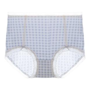 日系大码内裤女 高腰三角胖MM200斤小清新格棉蕾丝边甜美少女可爱