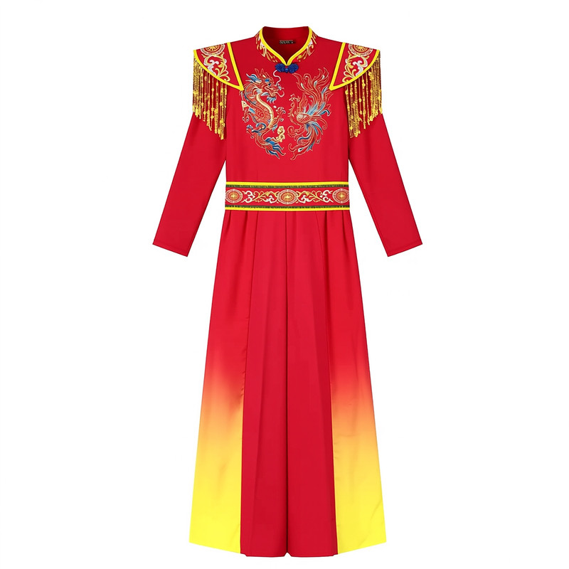 中国风红色打鼓服儿童演出服男女童喜庆舞台表演套装腰鼓服舞蹈服
