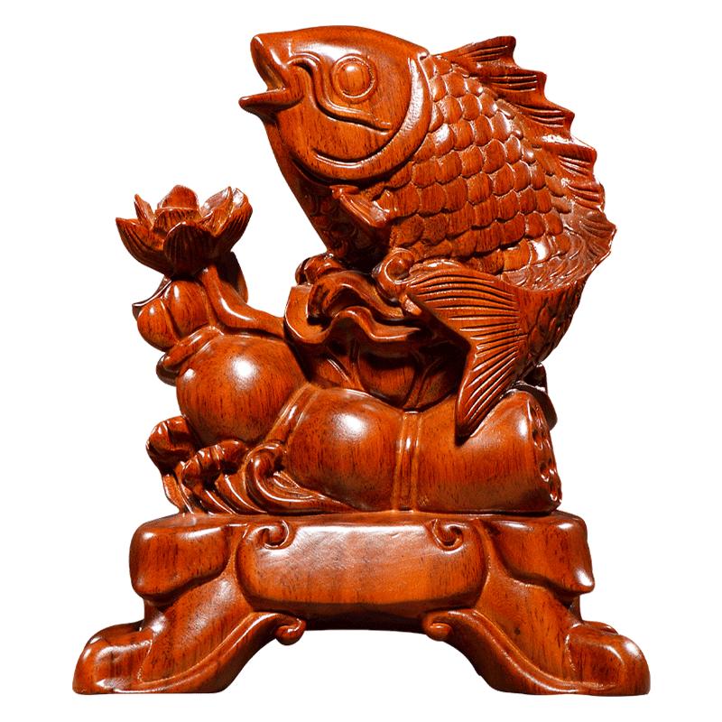 连年有余仿古风酒柜黄花梨木雕