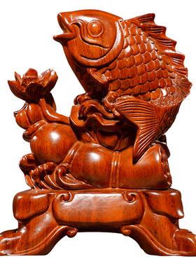 连年有余仿古风酒柜黄花梨木雕