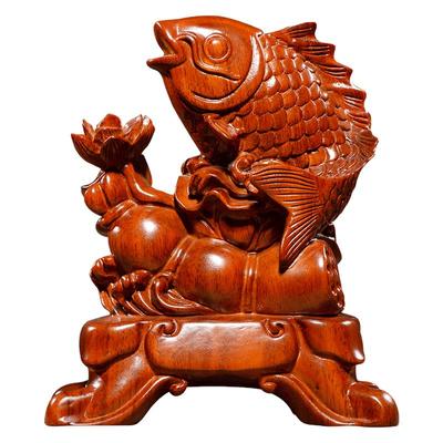 连年有余仿古风酒柜黄花梨木雕