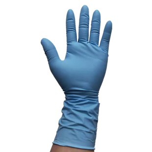 特厚超厚加厚12寸蓝丁晴防油耐酸碱劳保丁腈橡胶手套机械厂修车