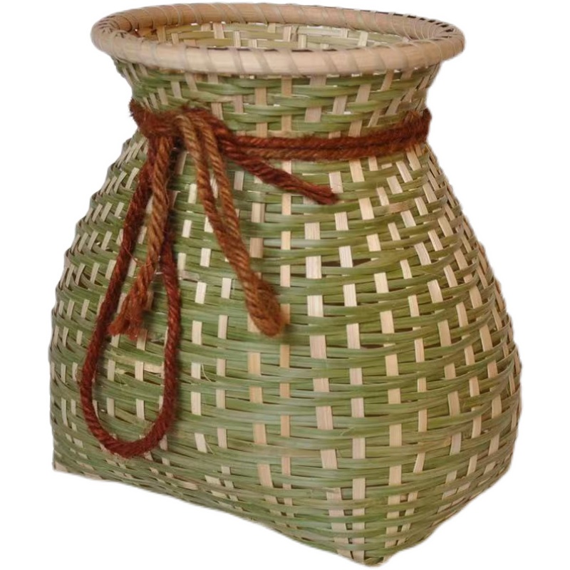 手工竹編魚簍小背簍風鈴竹制品裝飾采茶舞蹈演出道具竹簍插花簍子