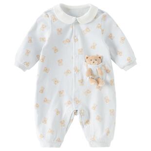 戴维贝拉女宝宝A类连体衣2026新款春装男宝纯棉爬服婴儿印花哈衣