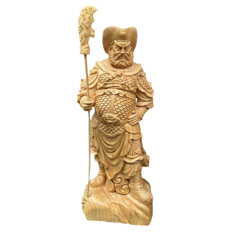 关平周仓大号木雕摆件高9寸桧木实木家居装饰关羽身边侍者关公