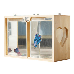 泰国生态懒人斗鱼缸迷你小型创意办公室迷你鱼缸宿舍桌面双格小缸