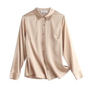 重磅真丝衬衫女通勤款桑蚕丝衬衣基础款真丝上衣大码长袖衬衫夏季