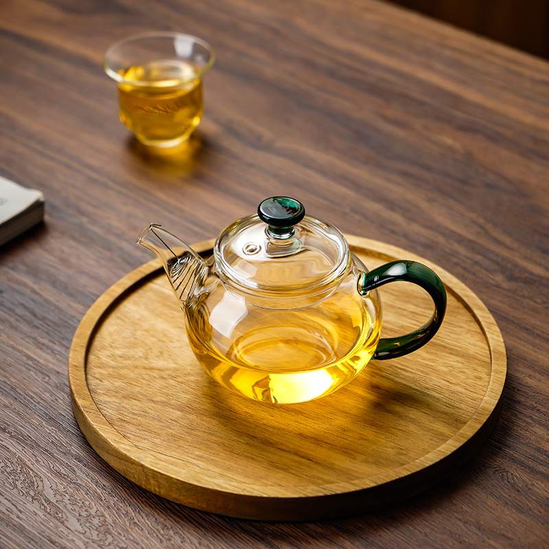 透明玻璃彩色把手小茶壶泡炉硼电墨绿把手硅高陶煮普洱加热茶壶