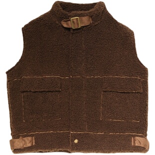 啦芙莱冬季新款麂皮马甲男童女童外套韩版加厚皮毛一体2815