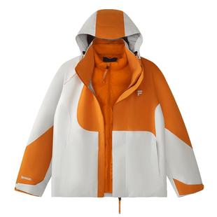 FILA FUSION斐乐潮牌三合一羽绒服男2025冬季拼色保暖外套两件套