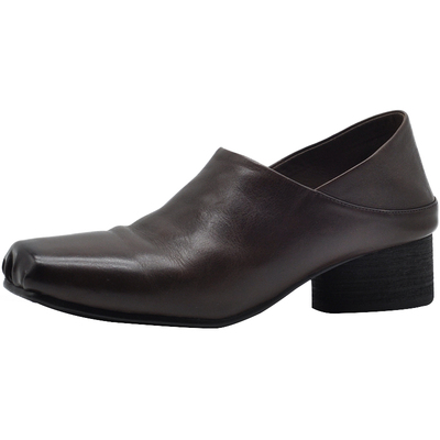 artmu粗跟芭蕾单鞋女黑色小皮鞋